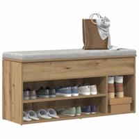 Schoenenbank 102x30,5x45 cm bewerkt hout artisanaal eikenkleur - thumbnail