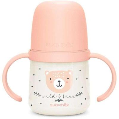 Babyfles met handvatten - SUAVINEX - NIGHT&DAY WILD&FREE - 150 ml - 6 maanden en ouder - Roze
