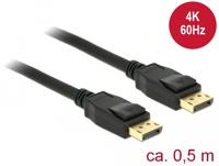 Delock 85506 DisplayPort-kabel DisplayPort Aansluitkabel DisplayPort-stekker 50 cm Zwart Vergulde steekcontacten, Verdraaid, Afgeschermd (drievoudig), 4K UHD - thumbnail