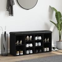 Schoenenbank 102x32x50 cm bewerkt hout zwart - thumbnail