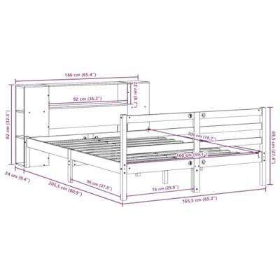 Bed met boekenkast zonder matras massief grenenhout 160x200 cm - thumbnail