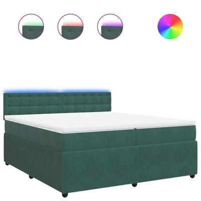 Boxspring met matras fluweel donkergroen 200x200 cm - thumbnail