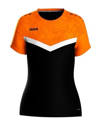 JAKO 6124D T-Shirt Iconic Dames - Zwart/Fluo Oranje - 40
