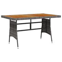 Tuintafel 130x70x72 cm poly rattan en massief acaciahout grijs - thumbnail