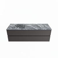 MONDIAZ VICA-DLUX 150cm badmeubel onderkast Dark grey 4 lades. Inbouw wastafel CLOUD links 1 kraangat, kleur Lava. - thumbnail