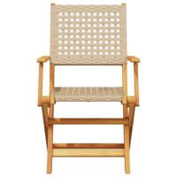 3-delige Bistroset poly rattan en massief hout beige - thumbnail