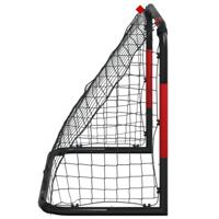 VidaXL Voetbaldoel met net 90x48x71 cm staal rood en zwart - thumbnail