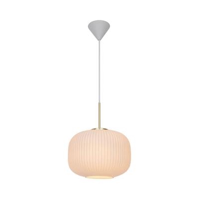 Grote hanglamp messing & opaalglas met ingebouwde E27 fitting &apos;Nordlux Milford 30 cm