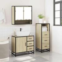 3-delige Badkamermeubelset bewerkt hout sonoma eikenkleurig - thumbnail