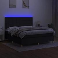 Boxspring met matras en LED stof zwart 180x200 cm - thumbnail