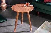 Design bijzettafel ALCAZAR 50cm antiek koper metaal acacia handgemaakt rond - 43354 - thumbnail