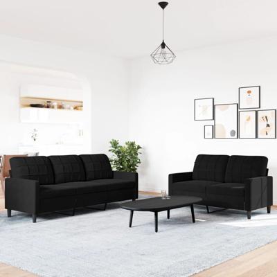 2-delige Loungeset met kussens fluweel zwart - thumbnail