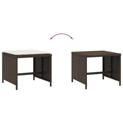 Tuinkrukken 4 st met kussens 41x41x36 cm poly rattan bruin - thumbnail