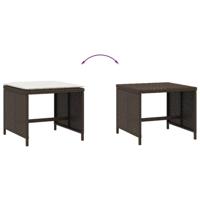 Tuinkrukken 4 st met kussens 41x41x36 cm poly rattan bruin - thumbnail