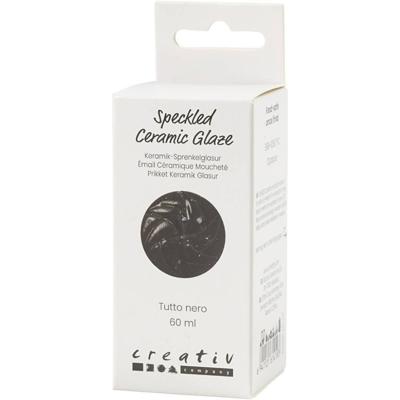 Creativ Company Gespikkeld keramiekglazuur, 999-1060 °c, dekkend, tutto nero, 60 ml/ 1 fles