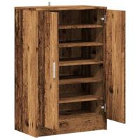 Schoenenkast 60x35x92 cm bewerkt hout oud houtkleurig - thumbnail
