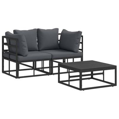 Tuinbankenset 3 pcs Zwart Metaal