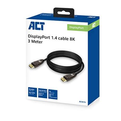 ACT displayport 1.4 kabel 8k, 3m ACT displayport 1.4 kabel 8k, 3m