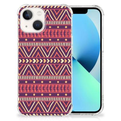 iPhone 13 Doorzichtige Silicone Hoesje Aztec Paars