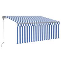 Luifel automatisch uittrekbaar met rolgordijn 3x2,5 m blauw wit - thumbnail