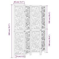 Kamerscherm met 4 panelen massief paulowniahout zwart - thumbnail