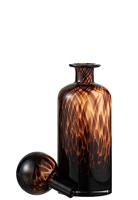 J-Line decoratie fles + stop Spikkel - glas - bruin|zwart - medium - thumbnail