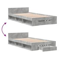 Bedframe met lade bewerkt hout betongrijs 90x190 cm - thumbnail