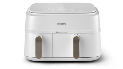 Philips 3000 series NA353/10 friteuse Dubbel 9 l Vrijstaand 2750 W Heteluchtfriteuse Zilver, Wit