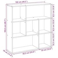 Kamerscherm / boekenkast 102x29x103,5 cm bewerkt hout wit - thumbnail