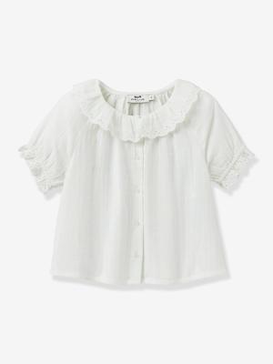 Blouse voor meisjes met Engels borduurwerk in katoenen gaas CYRILLUS ecru