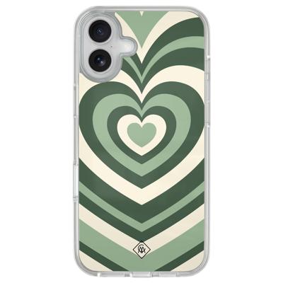 iPhone 16 hybride hoesje - Groen hart swirl