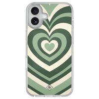 iPhone 16 hybride hoesje - Groen hart swirl - thumbnail