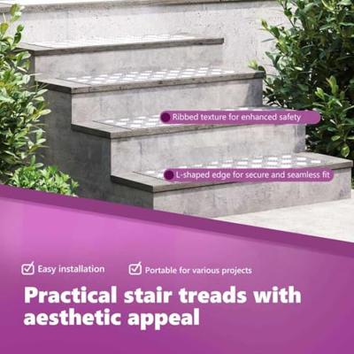 VidaXL Trap tread rechthoekig 4 pcs zilver 80 x 30 cm aluminium