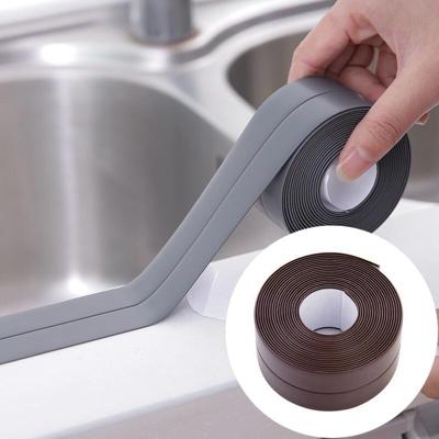 Duurzaam PVC materiaal waterdichte schimmel proof plakband keuken badkamer muur afdichting tape breedte: 2.2 cm x 3.2 m (bruin)