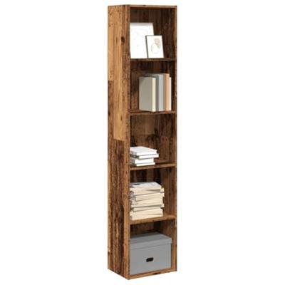 Boekenkast 40x30x189 cm bewerkt hout oud houtkleurig