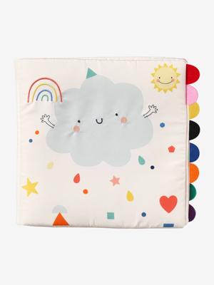 Boek met vormen en kleuren in stof wit Boek met vormen en kleuren in stof wit