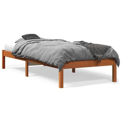 Bedframe zonder matras massief grenenhout wasbruin 100x200 cm