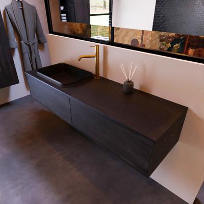 Badkamermeubelset Mondiaz Erin 150 cm met 2 Lades met RIDGE Wastafel Links Urban met 1 kraangat Greeploos Mat Dark Brown Badkamermeubelset Mondiaz Erin 150 cm met 2 Lades met RIDGE Wastafel Links Urban met 1 kraangat Greeploos Mat Dark Brown