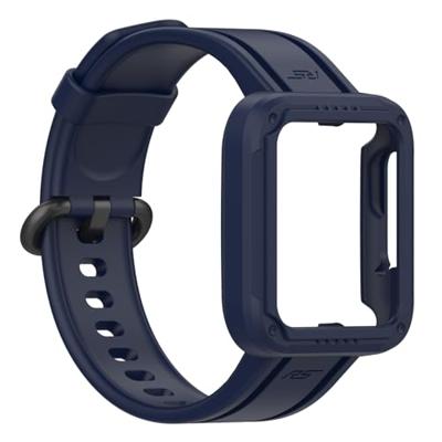 By Qubix - Siliconen sportband met case - Donkerblauw - Xiaomi Redmi Watch 2 (Lite)