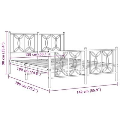 Bedframe met hoofd- en voeteneinde metaal wit 135x190 cm Bedframe met hoofd- en voeteneinde metaal wit 135x190 cm