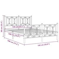 Bedframe met hoofd- en voeteneinde metaal zwart 135x190 cm - thumbnail