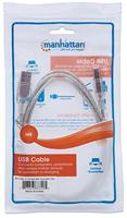 Manhattan USB-kabel USB 2.0 USB-A stekker, USB-B stekker 1.80 m Zilver 333405 - thumbnail