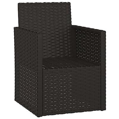Tuinstoel met kussens poly rattan zwart - thumbnail