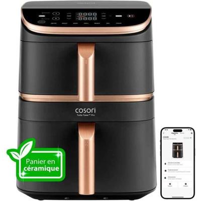 Cosori Turbo Tower Pro Smart Enkel 10,8 l Vrijstaand 2630 W Heteluchtfriteuse Zwart, Goud
