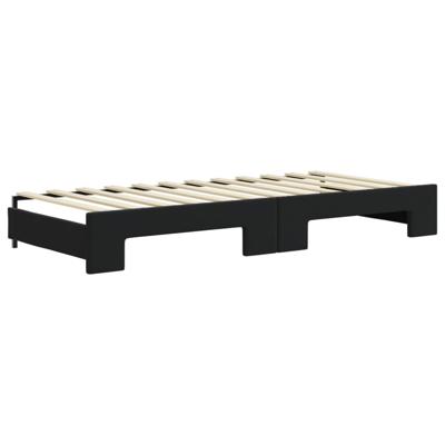 Slaapbank onderschuifbed en matrassen 100x200 cm fluweel zwart
