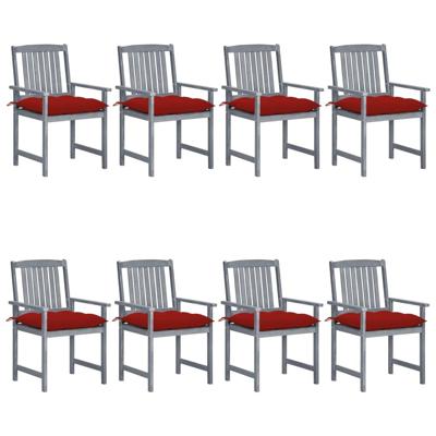Tuinstoelen 8 st met kussens massief acaciahout grijs