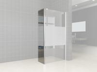 Zijpaneel 35 x 200 cm met hoekprofiel voor inloopdouche chroom met 10 mm NANO ged.matglas - thumbnail