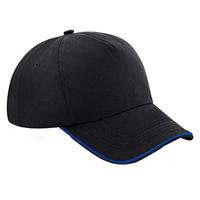 Beechfield CB25c Authentic 5 Panel Cap - Piped Peak - Black/Classic Red - One Size - thumbnail
