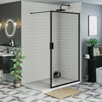 Douchewand Olivia 90x200cm Helder Glas Mat Zwart Raamwerk - thumbnail