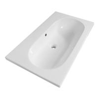 Brauer Moon Wastafel - 80 cm - met 1 Spoelbak en 0 Kraangaten - Keramiek Hoogglans Wit - thumbnail